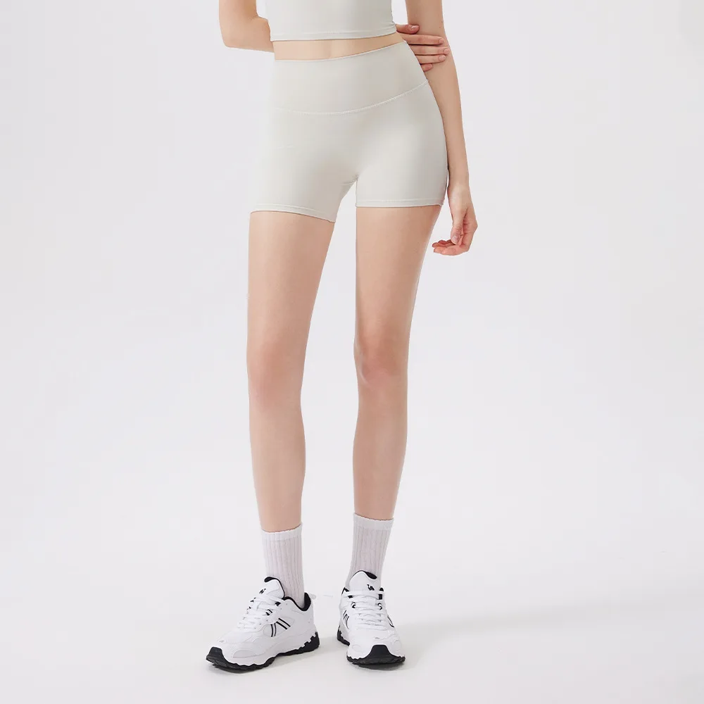 ぎこちないプリーツスポーツショーツ、バックポケット付き、ハイウエスト、ヒップリフティングスリークォーターパンツ、ランニングやフィットネスに最適