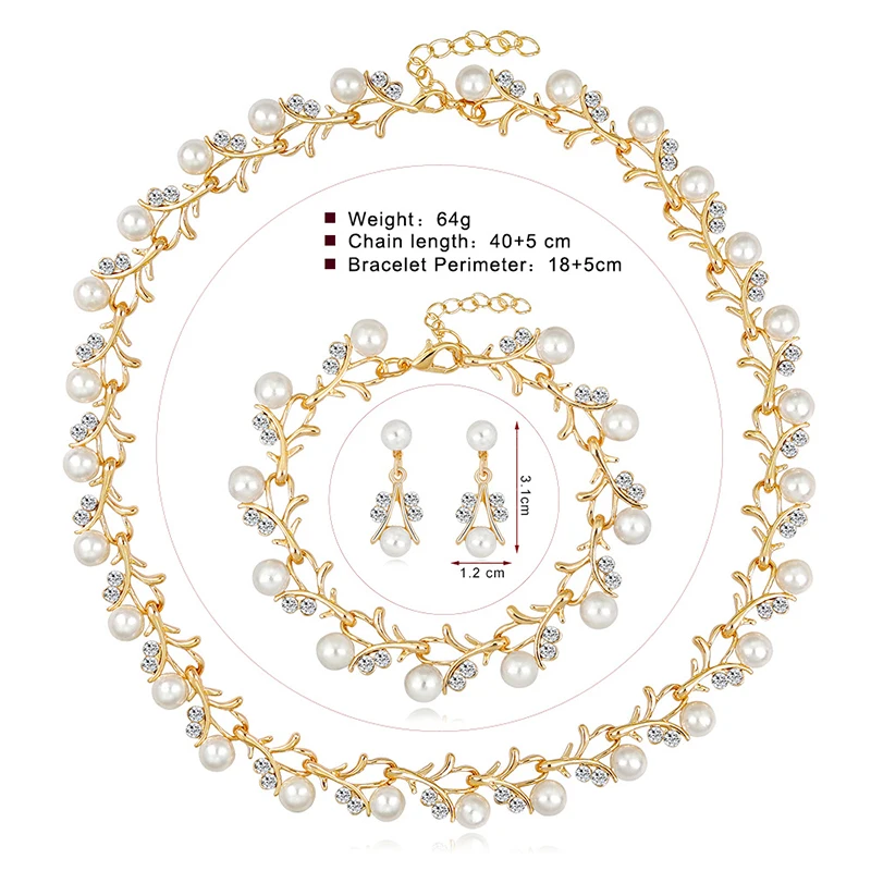 Pearl Necklace Earring Bracelet Set Plating Zinc Alloy Jewelry Set For Women Party Wedding High Appearance Level Fashion Perlen.