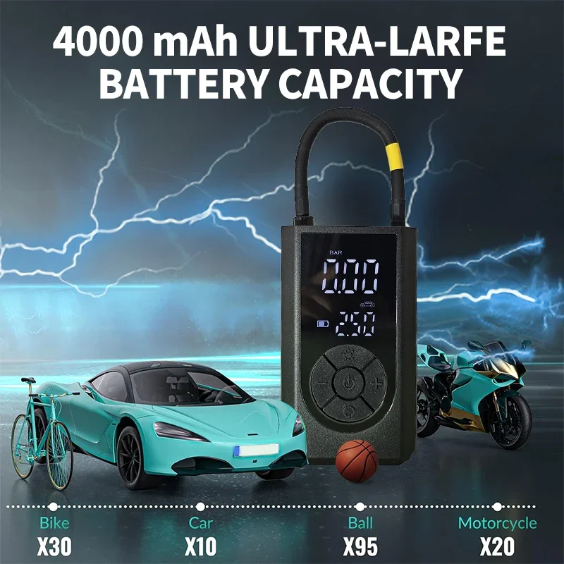 

Portable Tire Inflator Car Tire Inflator Tire Inflator Pump With Digital Display Electric Inflator Mini Bicycle Air Pump