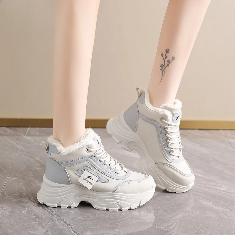 الشتاء المرأة عالية الجودة أحذية جديدة اصطف الدافئة أحذية رياضية كاجوال موضة الارتفاع زيادة منصة حذاء قصير امرأة أحذية مصممين #5