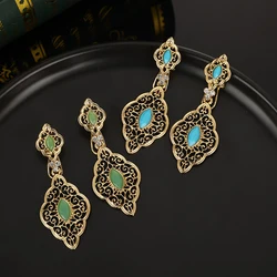 Morocco Gold Color Long Drop Dangle Earrings Turkish Brand Design India Ethnic Wedding Jewelry Arabic Traditional Bijoux Gift