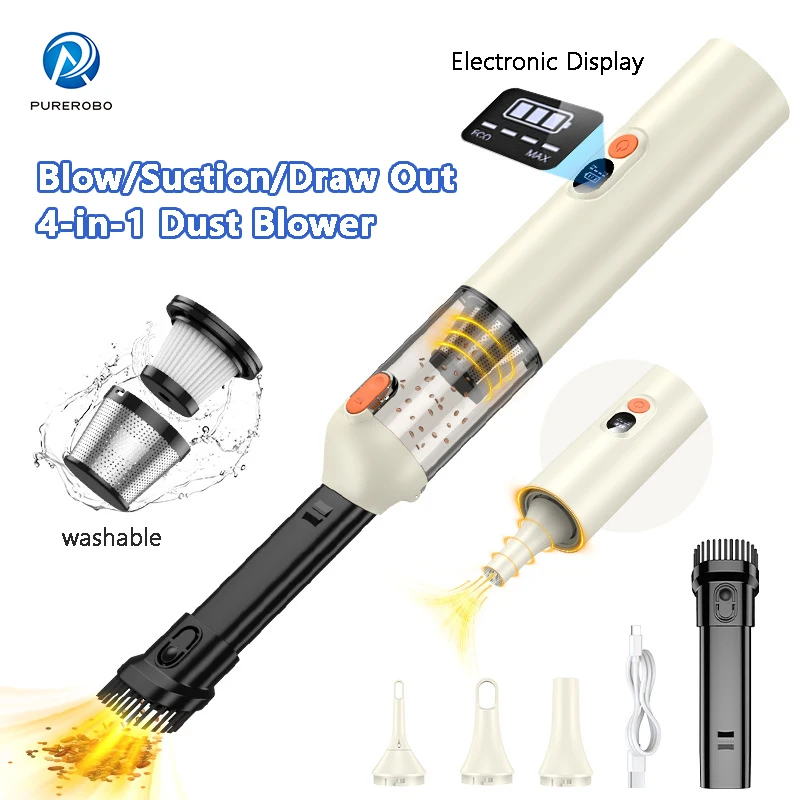 เครื่องดูดฝุ่นไร้สายอเนกประสงค์ Purerobo VC030 4-in-1 พร้อมหน้าจอดิจิตอล แบบมือถือ พกพาสะดวก สำหรับทำความสะอาดบ้าน สำนักงาน และรถยนต์