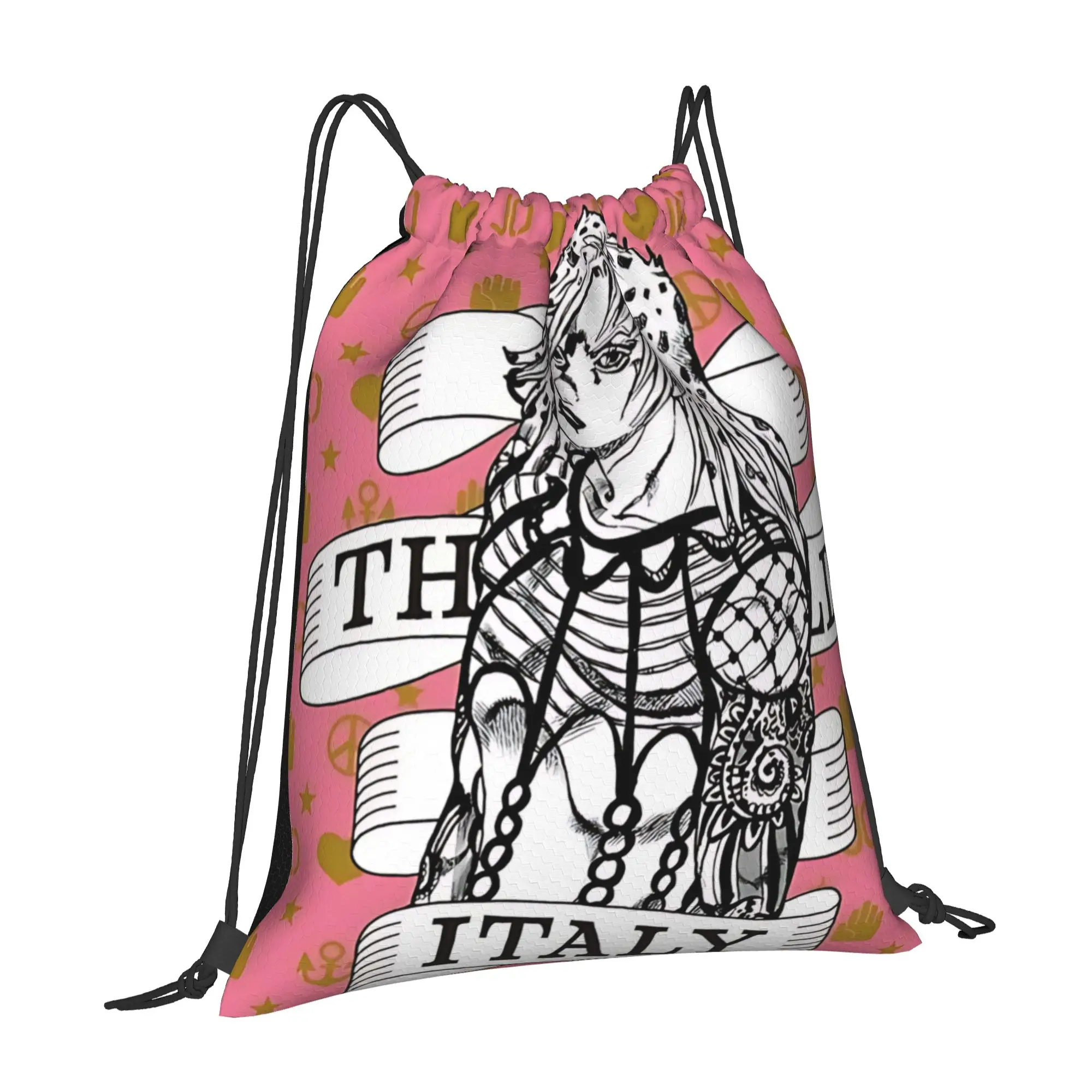 gym Pouch Jojo's Bizarre Adventure World  Drawstring Bags Hiking Unisex Storage Organize Bundle Pocket Rope Bag