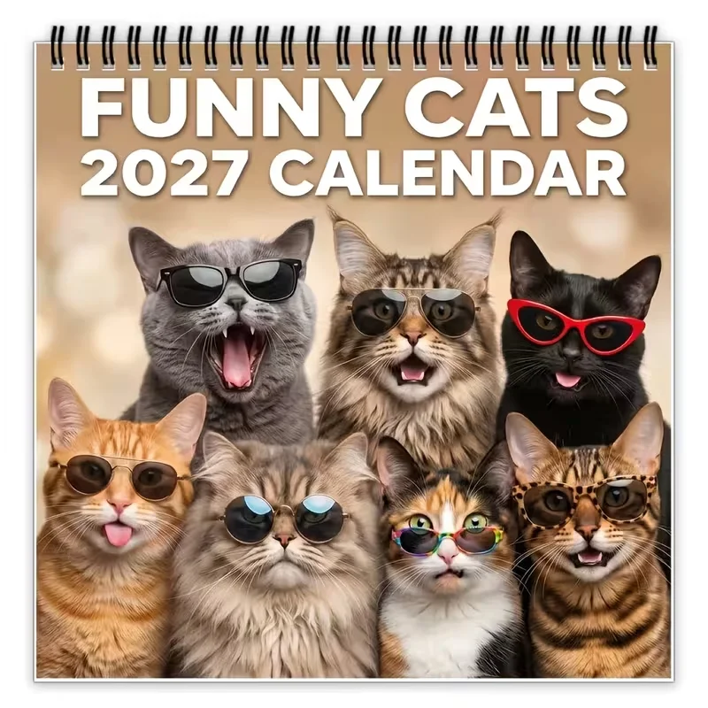 2027 Edition Funny Cat-Themed Calendar Set with Daily Phrases And Monthly Planning Function Christmas Gift Idea