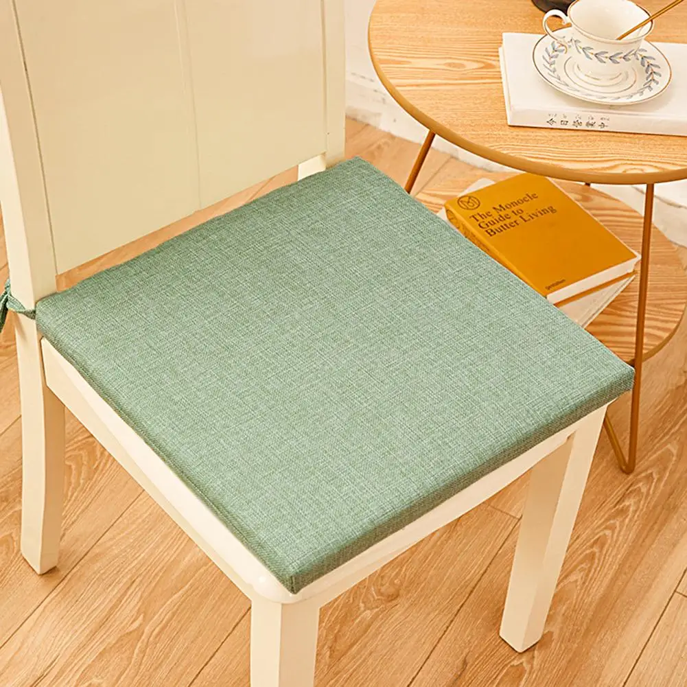 40 cm Square Chair Cushion Tie Fixed Cotton Linen Living Room Comfortable Seat Butt Pad Home Decor For Cafe Almofada De Cadeira