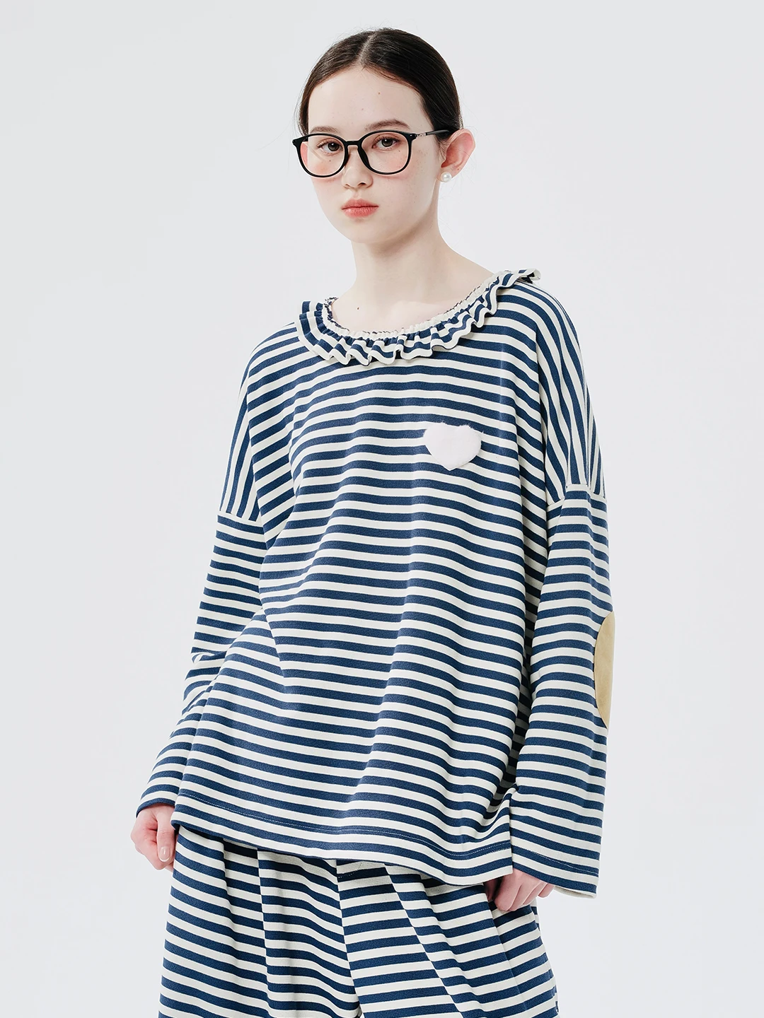 

imakokoni 2024 literary classic striped lace T-shirt women's casual bottoming shirt 244527