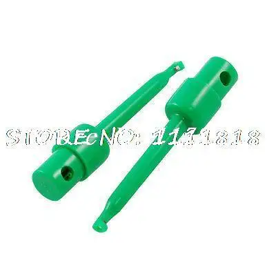 10 Pcs Green Plastic Multimeter Test Hook Clip 2.2