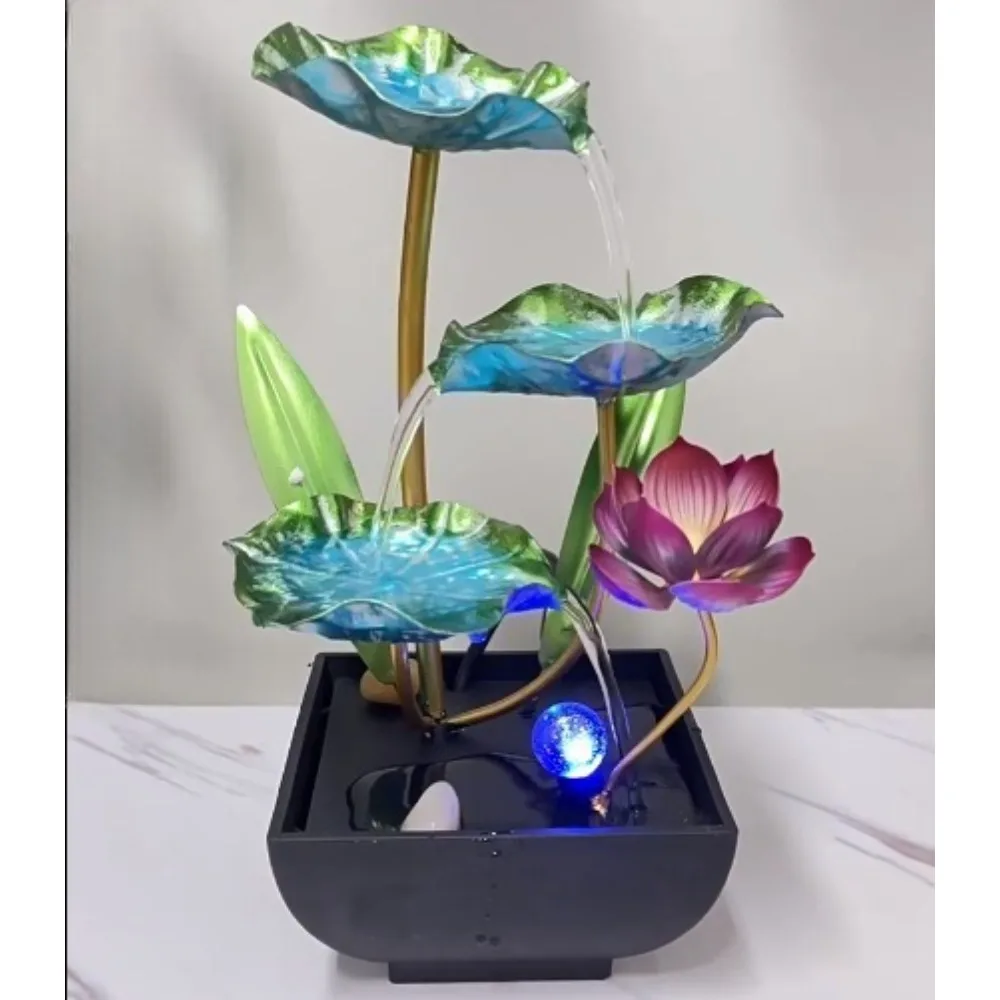 

creative small desktop water ornaments fountain lotus circulating water landscape living room tea table office decoration gift