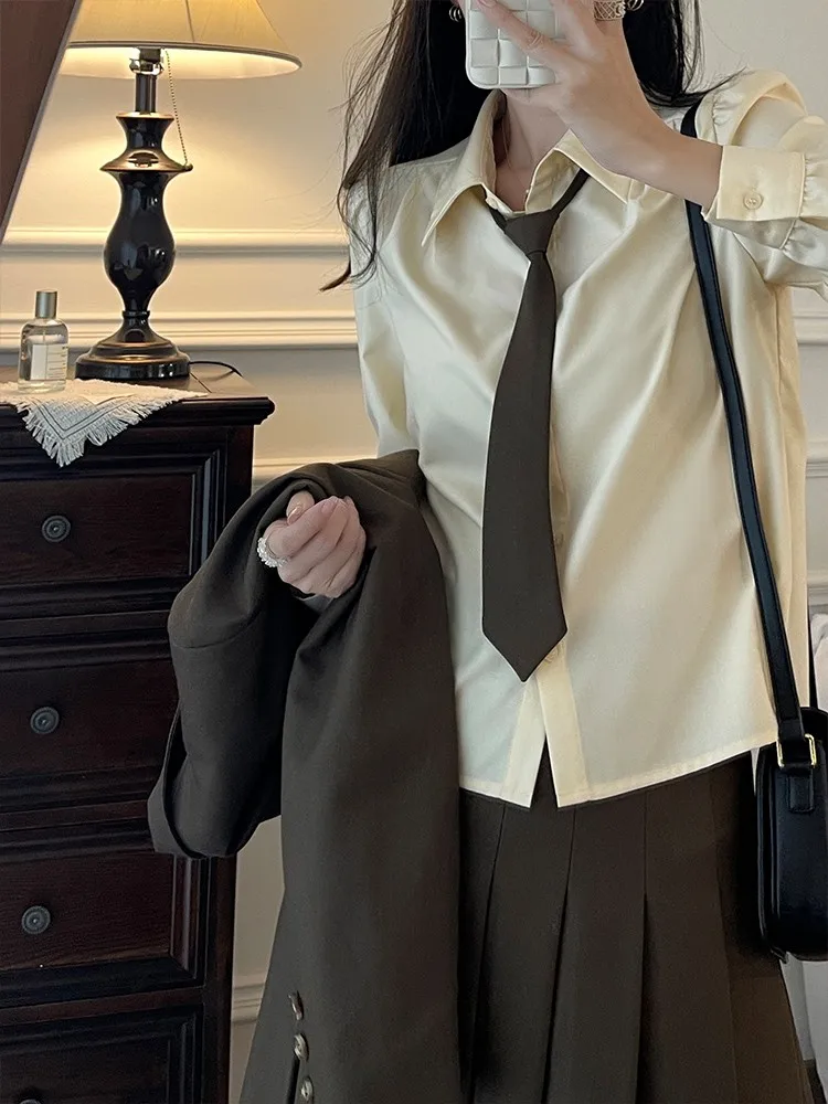 

Женская прямая блузка ZSS ER из полиэстера, однотонная, с защитой от морщин, для повседневной носки