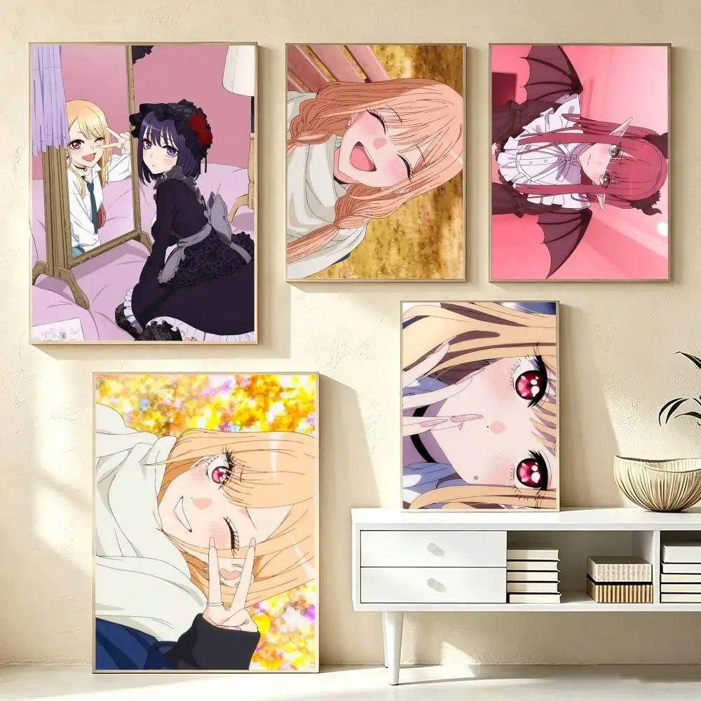 Marin Kitagawa Anime  Poster Waterproof Wall Art Sticker For Bar Living Room Vintage Decor High Quality Print Gift
