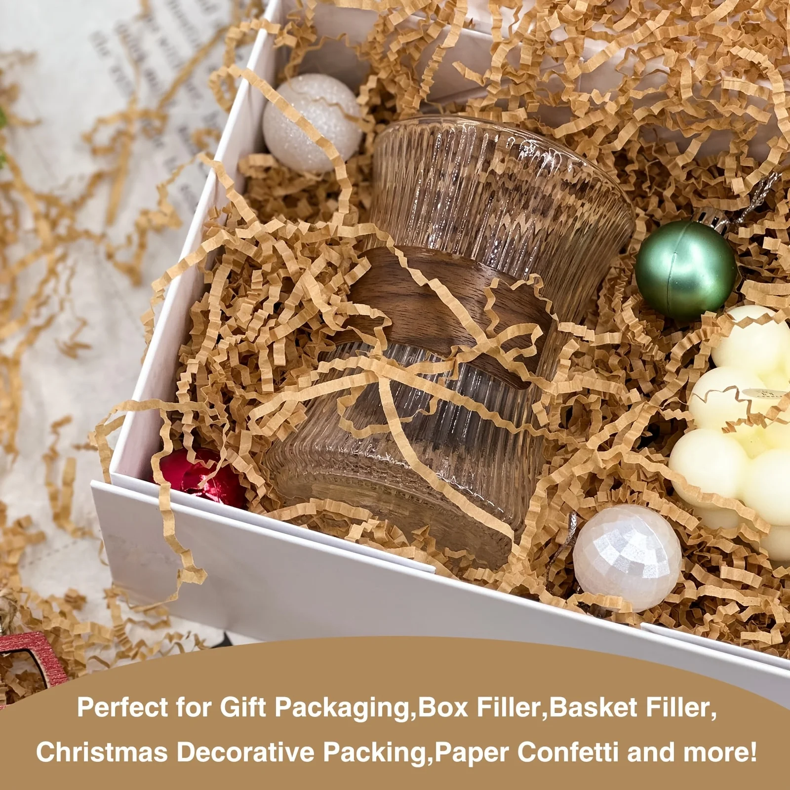 100g Kraft Crinkle Paper with Raffia Wave Texture - Compatible for Gift Wrapping, Basket Fillers, Party Decorations