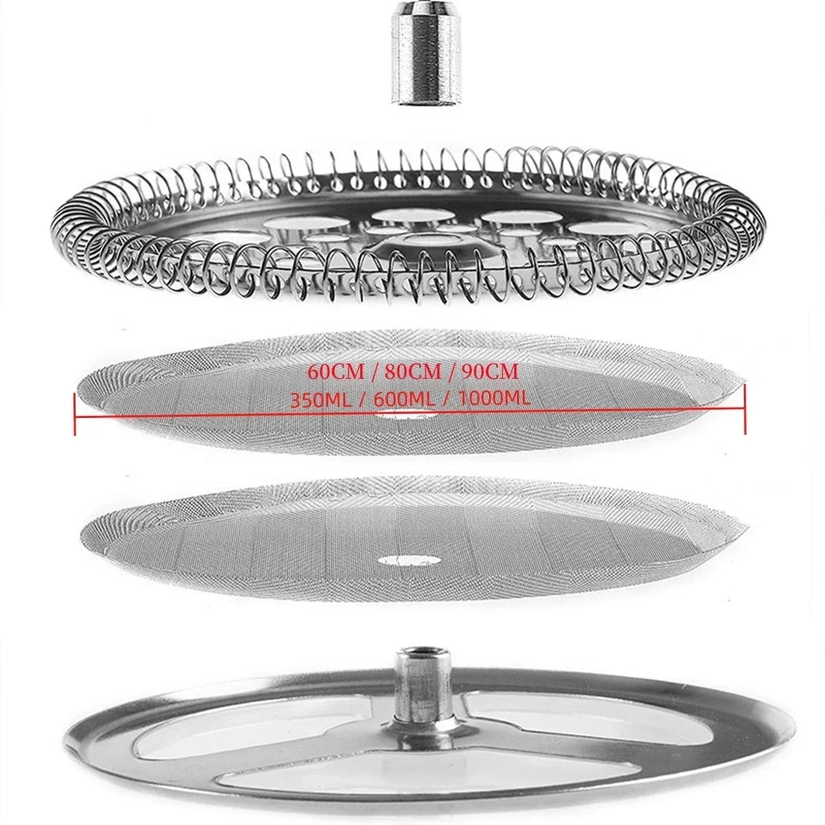 4Pcs Stainless Steel French Press Filters Mesh Filters Coffee Grounds Filtering Spiral Plate Cross Plate Replacement Kit
