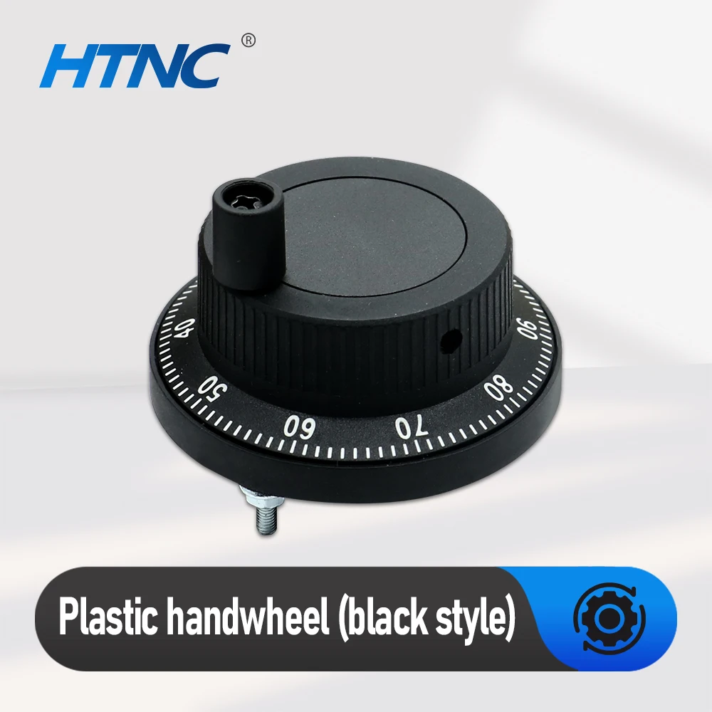 Black Plastics Handwheel 5v 24V 100 Pulse 6-terminal 4-terminal Pulse Generator Outer diameter of 61mm For CNC  Machining Center