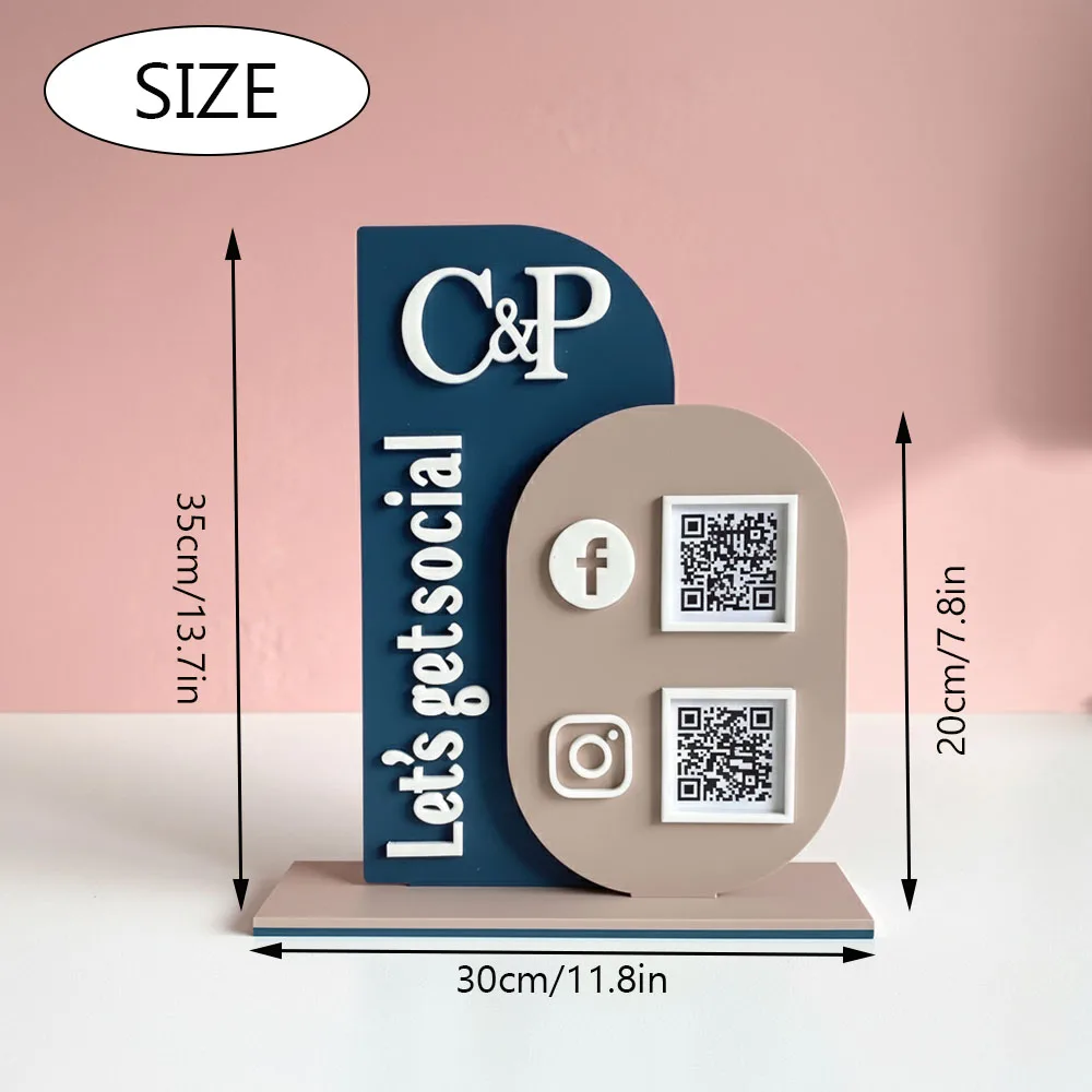 حامل عرض رمز الاستجابة السريعة لسطح المكتب من الأكريليك قابل للتخصيص مناسب لتاجر الوسائط الاجتماعية للأعمال وجامعي مراجعة Google