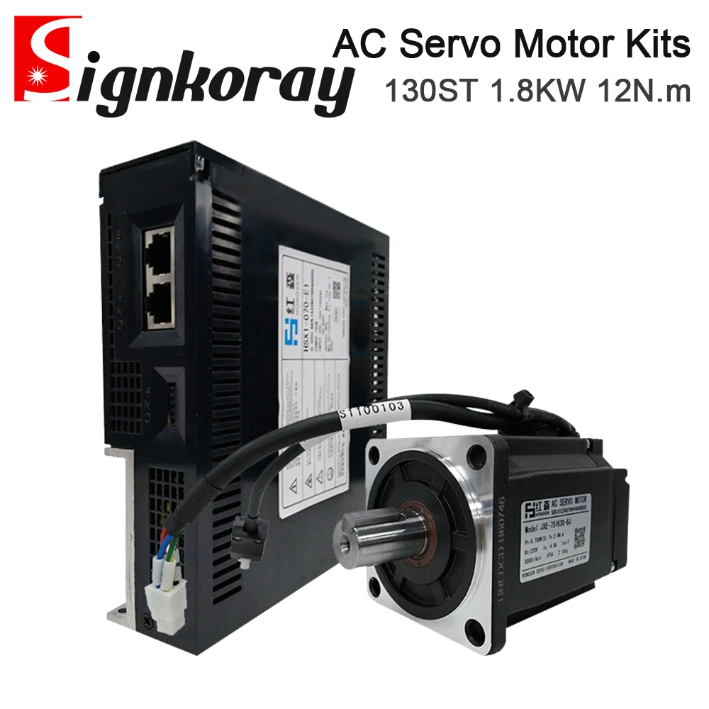 SignkoRay 1.8KW 12N.m AC Servo Motor Driver Kits 130ST 1500RPM 220V AC Motor for CNC Router