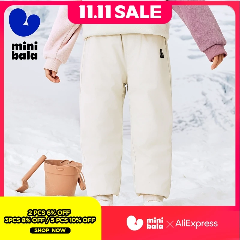 

Мини брюки оборки для мальчиков и девочек Новинка Зима 2024 теплые длинные пуховые брюки