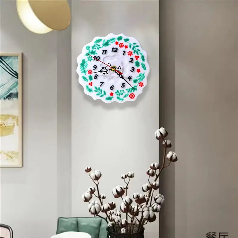 Christmas DIY Wall Hanging Clock Silicone Mold 3D Large Table Gingerbread Man Clock Ornaments Expoy Resin Molds Home Decoration