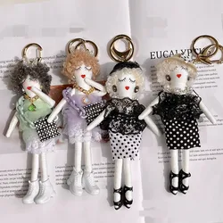 Fashion Girl Doll Keychain Creative Pompom Bag Charm Luxury Car Pendant Accessories