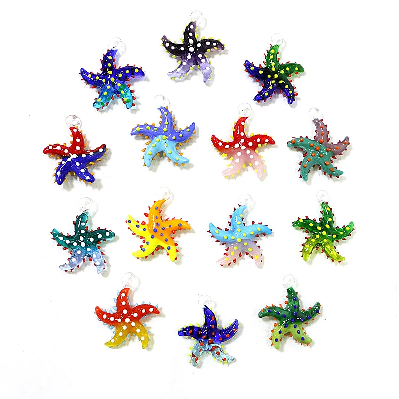 

Custom Cute Sea Star Fish Mini Figurine Charm Glass Pendant Ornament Colorful Starfish Trinkets Aquarium Decoration Accessories