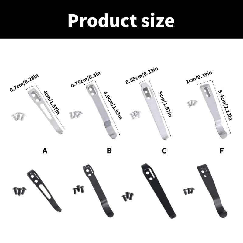 4 Types 420 Stainless Steel Knife Pocket Clip Back Clamp With 3Pcs M2.5 Screws DIY Make Replace Accessories Parts