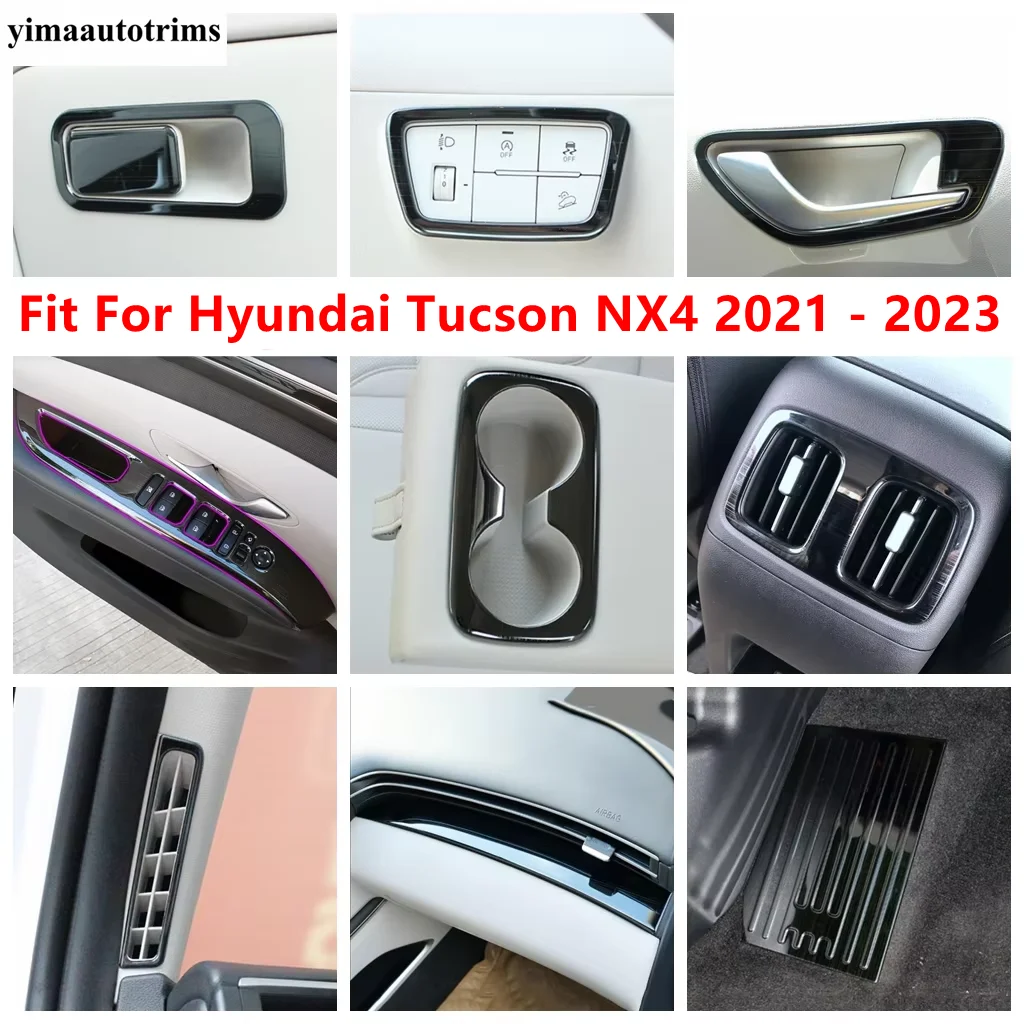 

For Hyundai Tucson NX4 2021 - 2023 Pillar A AC Air Vent Window Lift Water Cup Handle Bowl Cover Trim Stainless Steel Accessories
