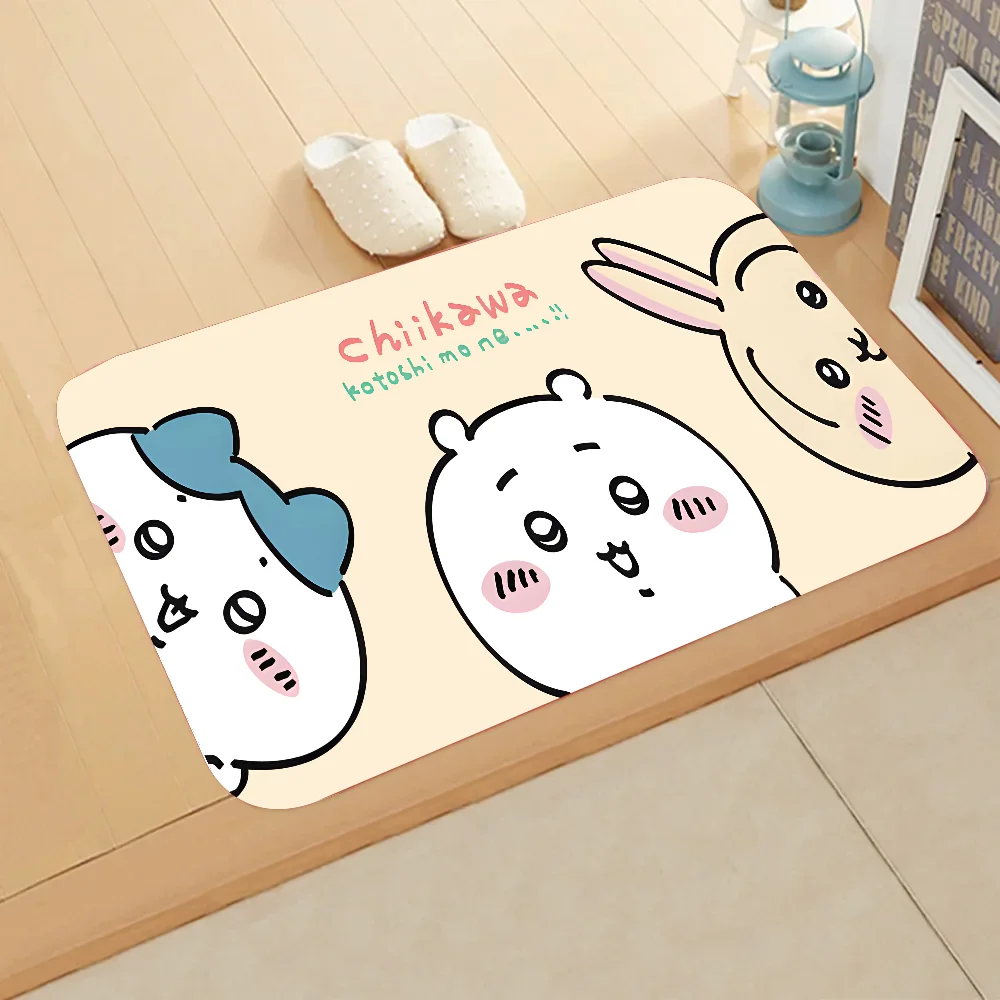 Animation Cute C-Chiikawas Floor Mat Graphic Printed Flannel Doormats for Bathroom Kitchen Entrance Carpet Home Decor