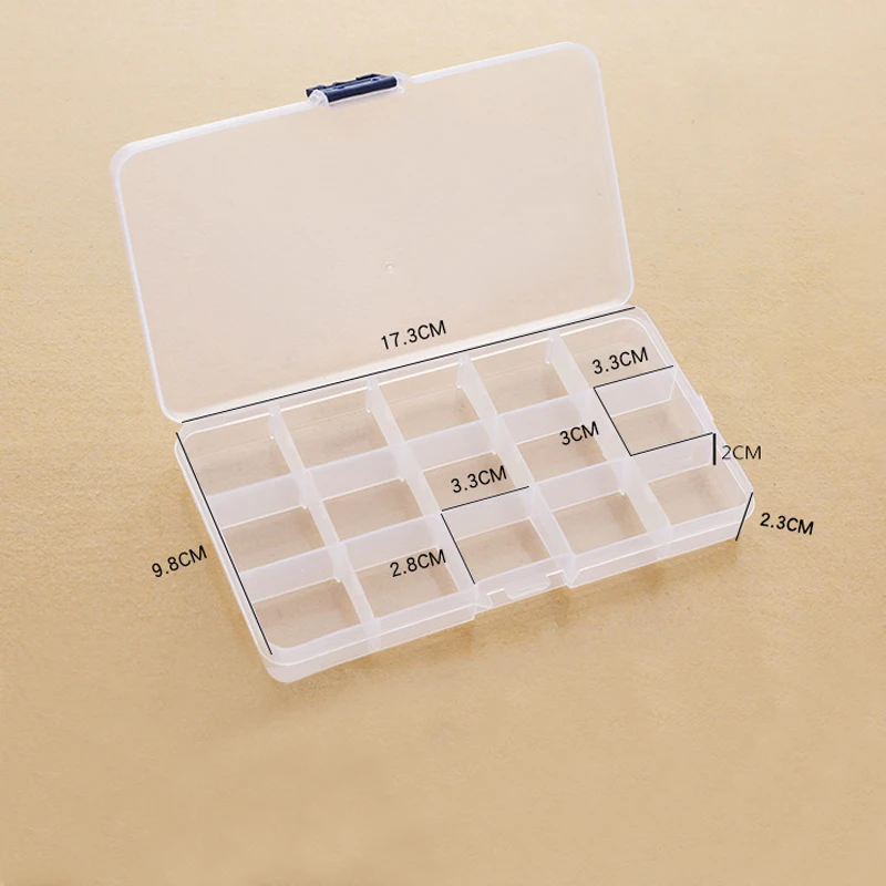 15 Grids Combined Transparent Desktop Organizer Box Plastic Desk Storage Box Classification Box School Office Stationery