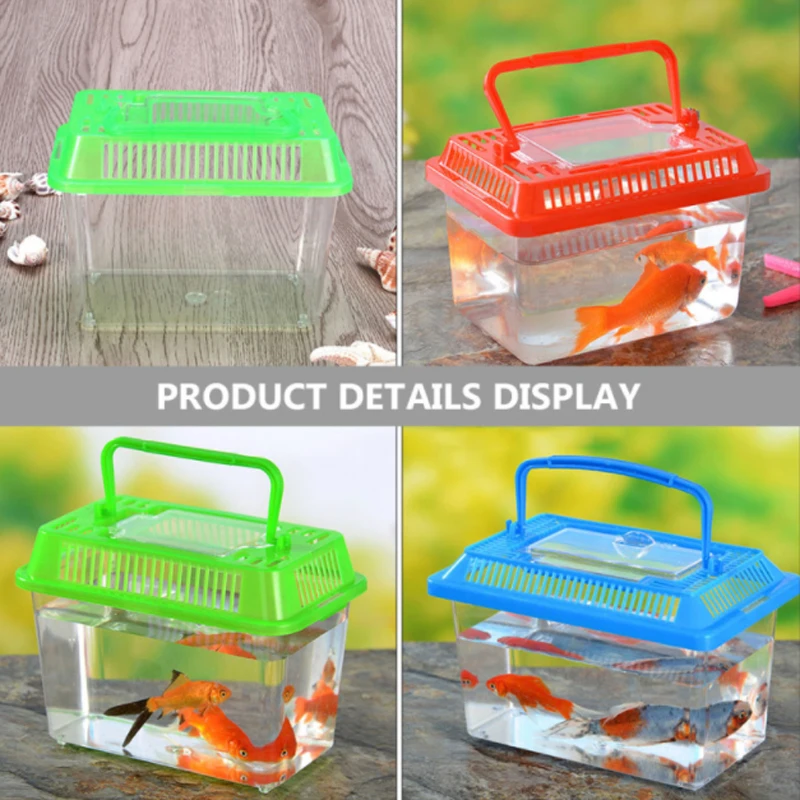 Mini Portable Fish Tank Transparent Aquarium Pet Box Turtle Tank Goldfish Tank Fish Box Turtle Box 1Pc