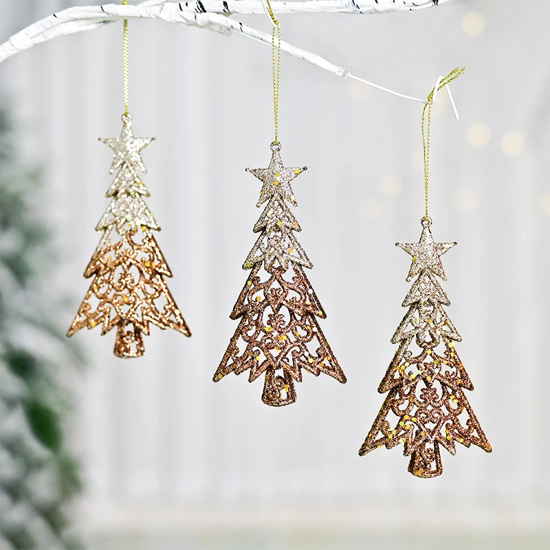 3pcs Sparkling Christmas Tree Ornaments - Glittery Stars For Holiday Decor Perfect For Trees Stages Party Atmospheres