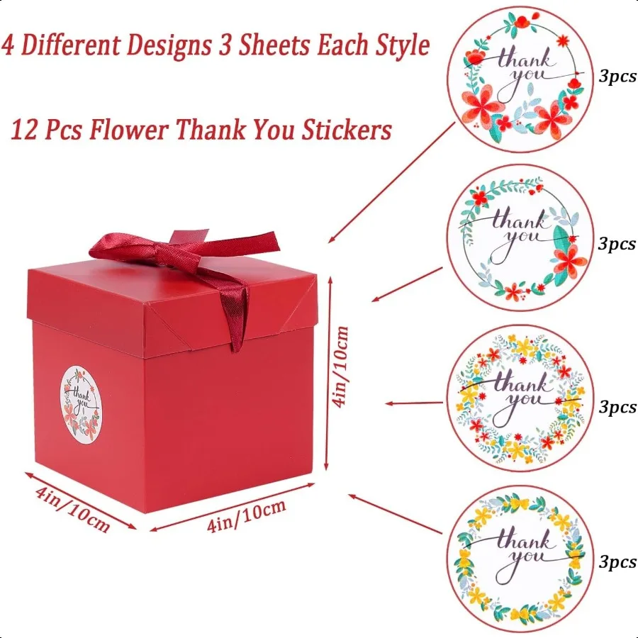 กล่องของขวัญสีแดงขนาด 6 นิ้ว บรรจุ 12 ชิ้น