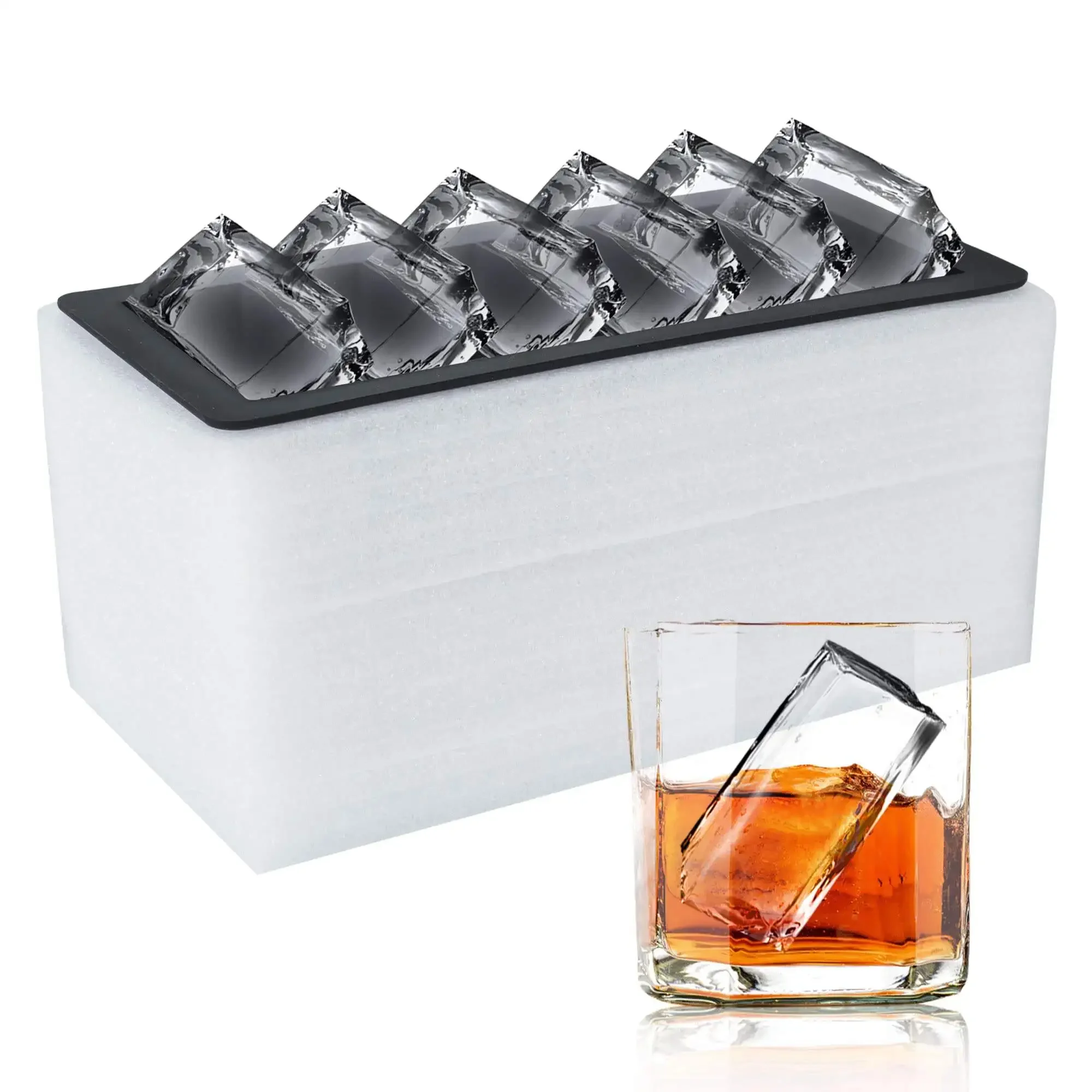 Molde de bandeja de cubos de gelo de silicone transparente cristalino, produto comestível, barra refrigeradora de vinho de uísque de coquetel