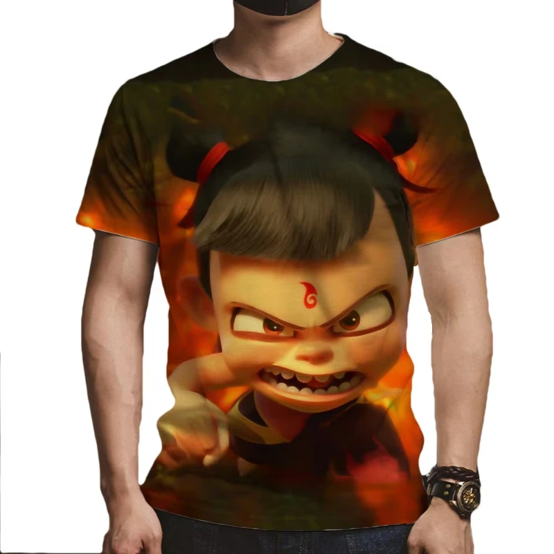 2025 New Movie Ne Zha 2 3D Print T-Shirt Men Women Streetwear Summer Casual Short Sleeve Tops Trendy Crew Neck Kids Tees Tops
