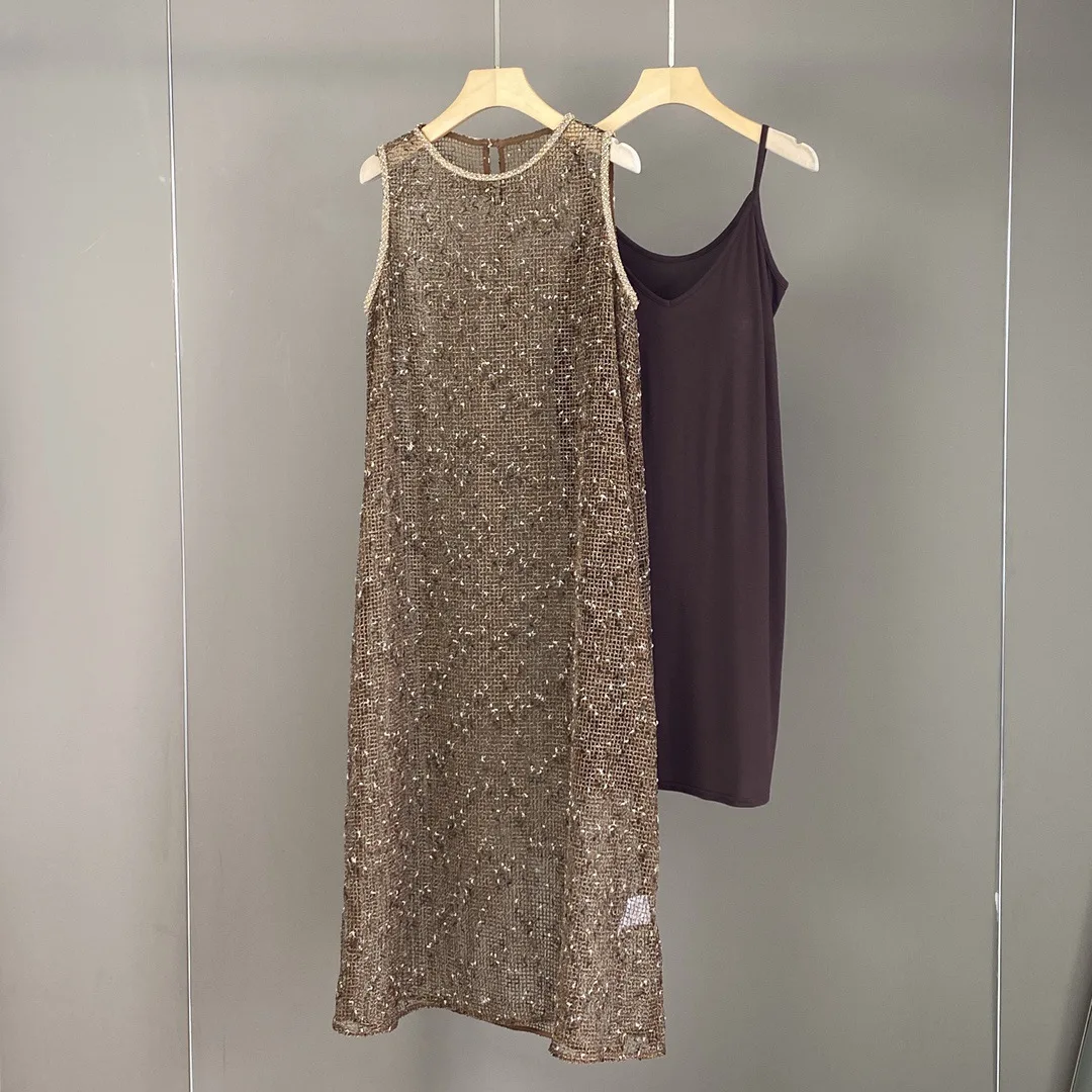 

Women's 25 Spring Summer New Round Neck Sleeveless Dress With Breast Pad Lining