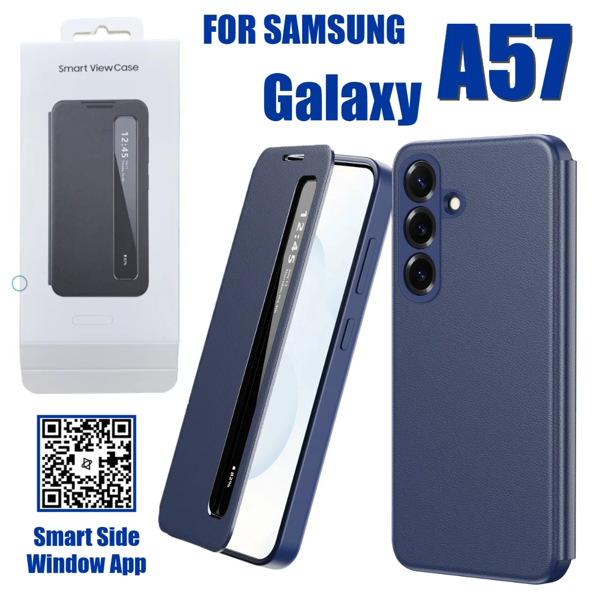 

Кожаный флип-чехол с умным боковым окном для Samsung Galaxy A57/37/17 A56/36/16 A55, оригинальный защитный чехол для громкой связи