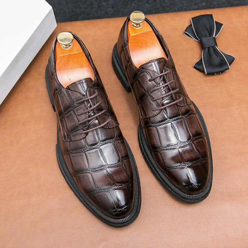 New Brown Derby Shoes for Men  Lace-up Round Toe Business Men's Formal Shoes  Size 38-44 Mens Shoes