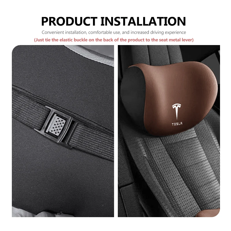 Car Seat Back Pillow Headrest Neck Cervical Lumbar Support For Tesla Model Y 3 S X Roadster Bonina