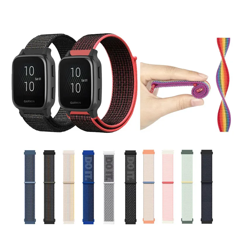 سوار نايلون للغارمين Vivoactive 3 4 5 6 Venu 2 2Plus 3 Venu4 45mm Venu SQ 2 Music 20 22mm حزام قابل للتنفس