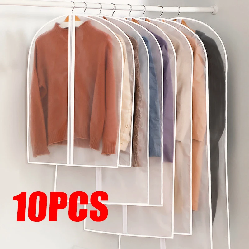 Household Clothes Hanging Dust Cover Wedding Dress Cover Suit Coat Storage Transparent Fully Enclosed Clothes Cover With Zipper