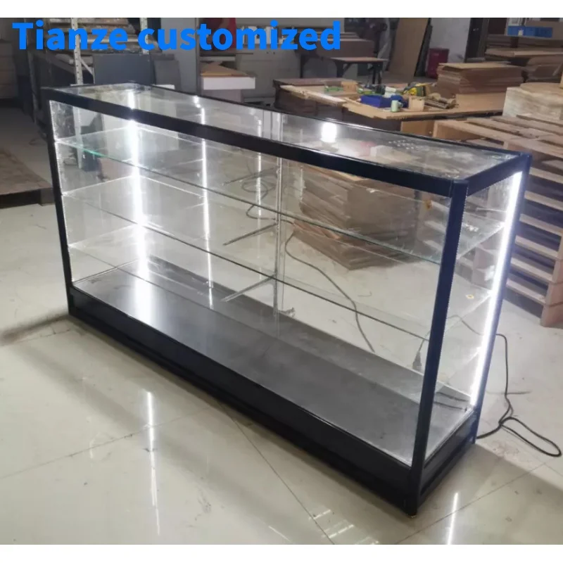 

(Customized) smoke store glass display showcase smoke shop display with LED light dispensary shop display furniture