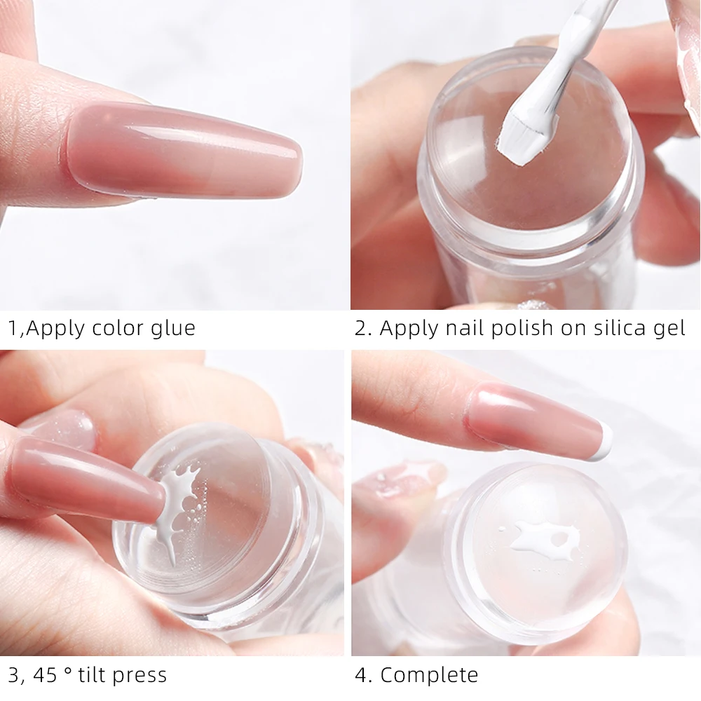 Nail Stamper Jelly Silicone Printing Nail Polish Stamping French Tip Nail Stamp Template with Scraper Manicure Stencil Tools