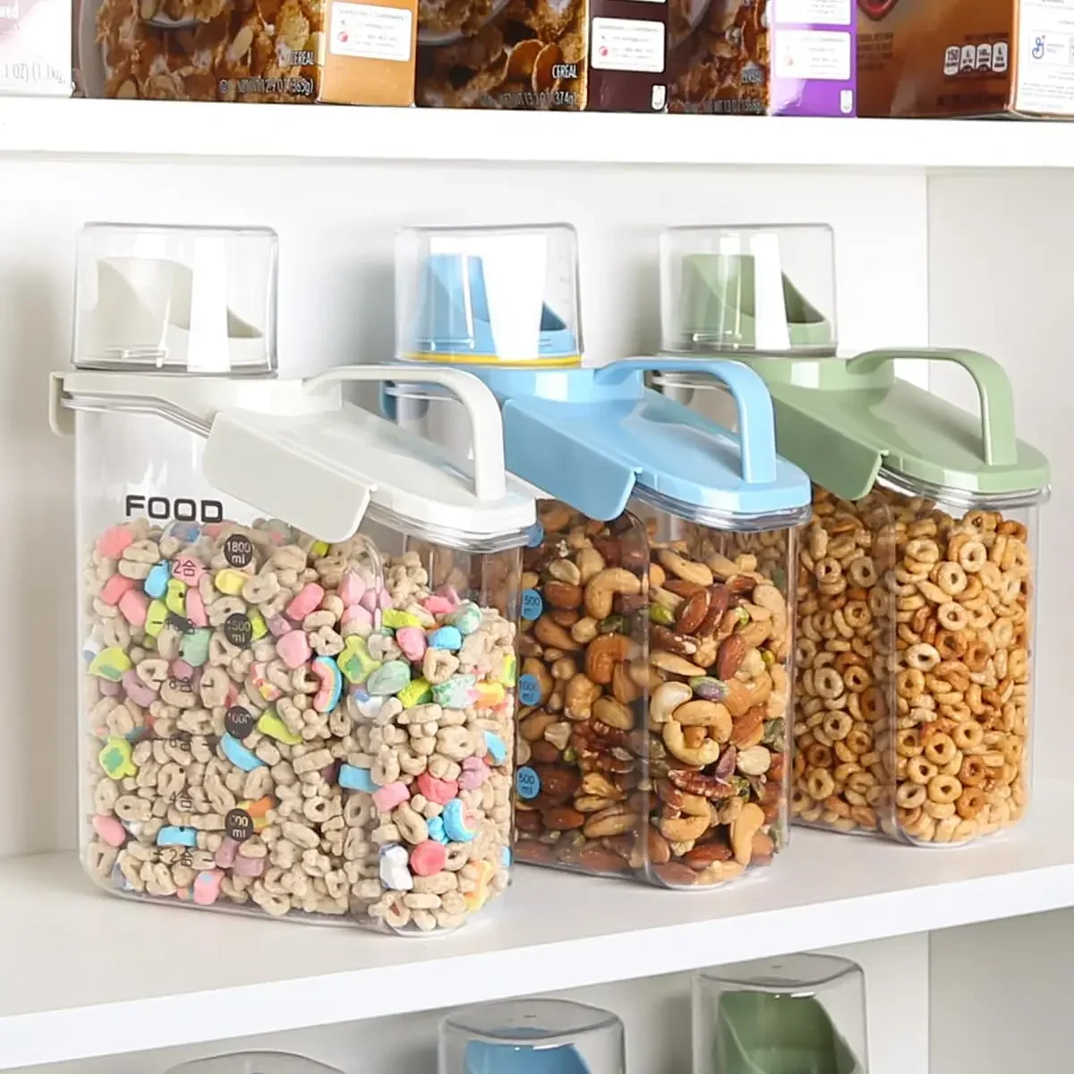 1.2/1.6/2/2.8L Cereal Containers Storage,2L Airtight Large Dry Food Storage Containers with Measuring Cup for Flour and Grain