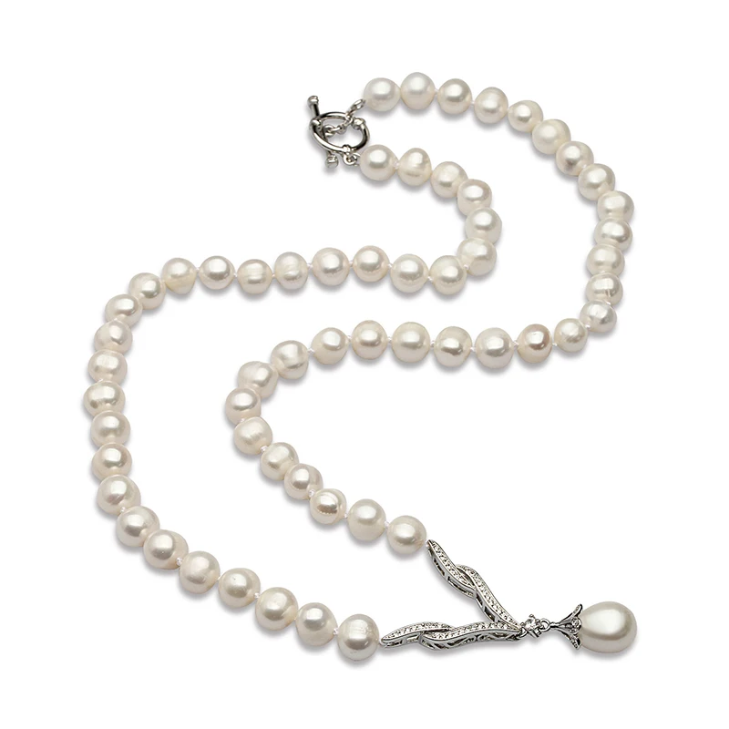 

2024 Classic Natural Freshwater Pearl Necklaces For Women,Vintage Pearl Necklace Engagement Gift White