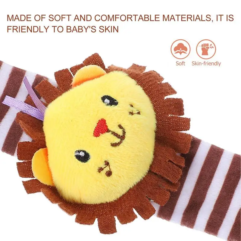 Sonajeros de muñeca de animales de dibujos animados de peluche, cascabel de juguete, sonajeros divertidos para pies, juguete educativo para brazo de bebé, pulsera de mano, sonajero para