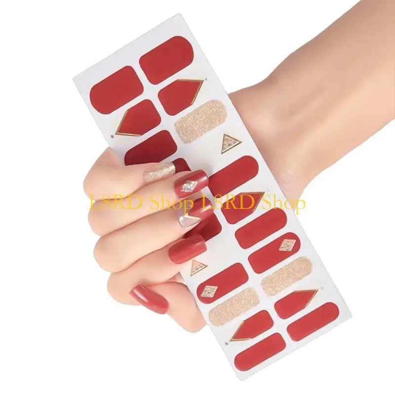 L8RD Semi Cured Gels Nails Polish Strips Adhesive Full Wrap Gels Nails Art Stickers