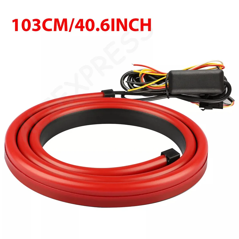 New Car Led Rear Brake Light Strip High Mount Brake Stop Turn Signal Light Auto Running Warning Driving DRL Tail Lamp 100cm 12V