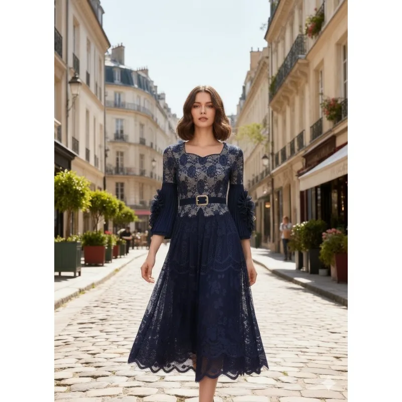 

Плиссированное платье Miyake: Женское, больших размеров, с сетчатыми вставками и принтом, тонкое и универсальное, имитация двух частей, плиссированная одежда для женщин