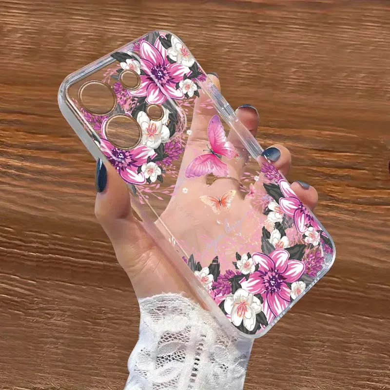 

Butterfly Print Design Phone Case For Xiaomi Redmi Note 15 14 13 12 11E 9 9T 8 8T Pro Plus Turbo 5G Fashion TPU Transparent