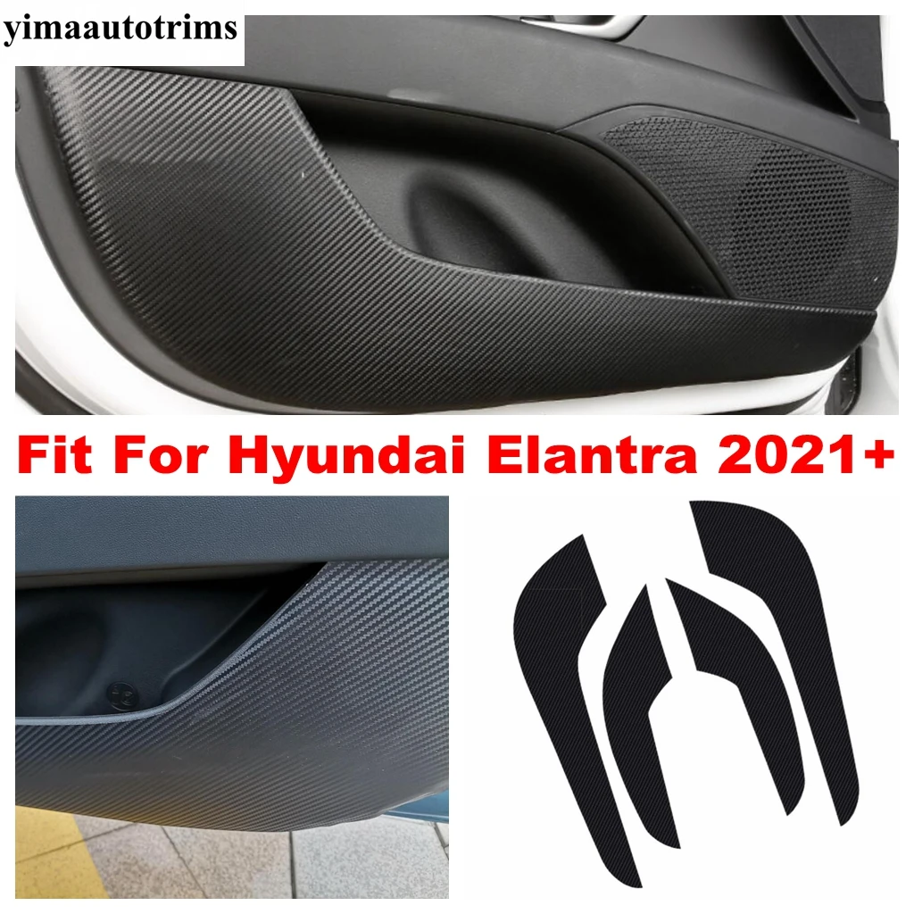 

Car Inner Door Anti-kick Carbon Fiber Stickers Protection Film Cover Trim Interior Accessories For Hyundai Elantra 2021 - 2023