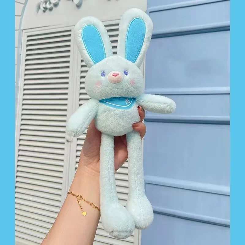 Juguete de peluche de conejo con orejas de tracción para niños, muñeco de conejito suave, llavero, 28cm