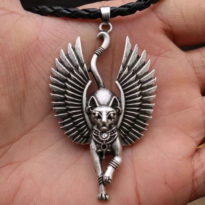 DIY Handmade Creative Charms Statue Cat Pendants For Necklace Egyptian Sphinx Jewelry Making Findings Components
